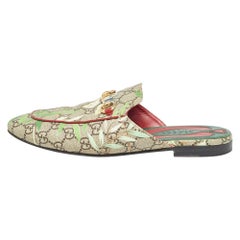 Gucci Brown/Beige GG Supreme Canvas Prince town Mules Size 39