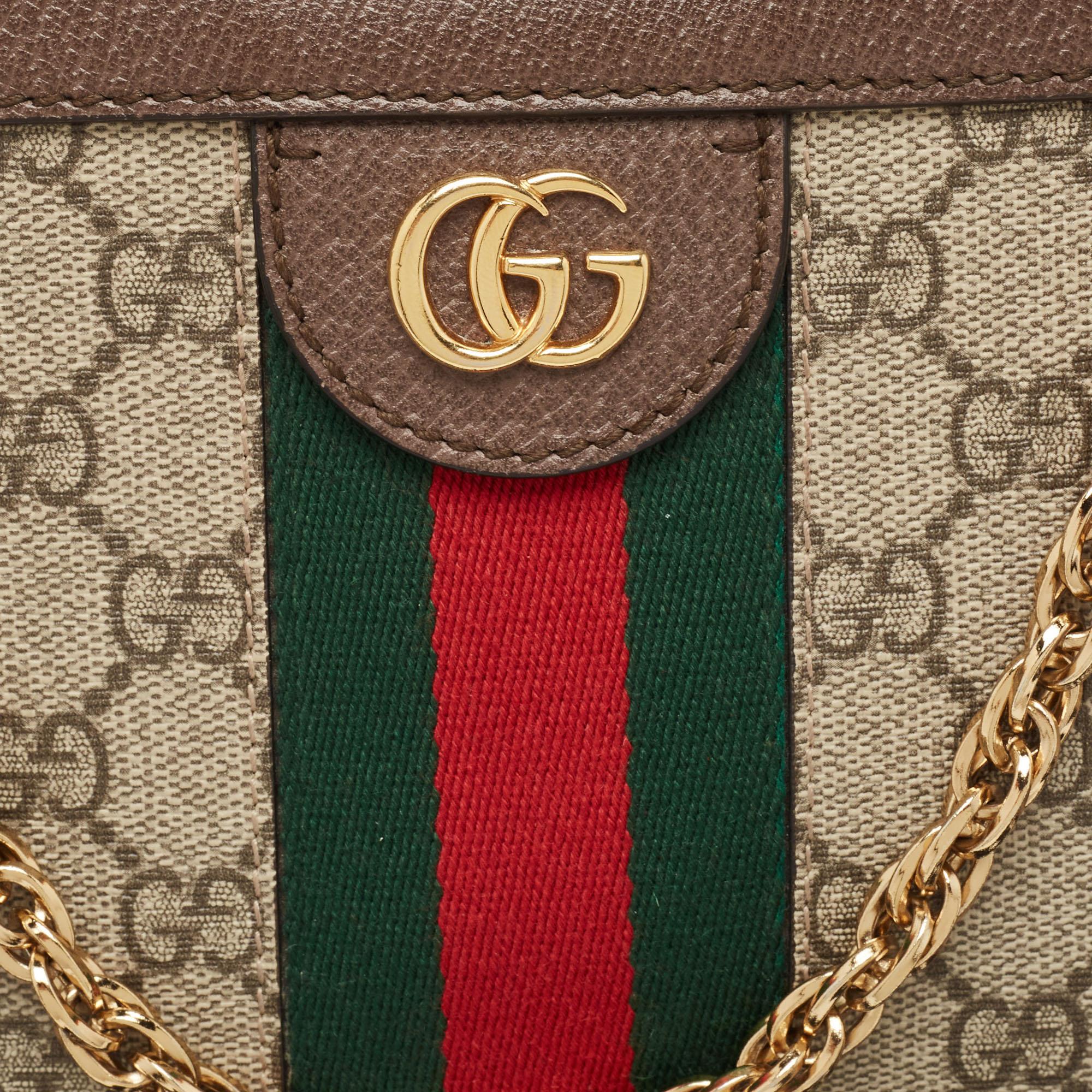 Gucci Brown/Beige GG Supreme Canvas Small Ophidia Shoulder Bag 3