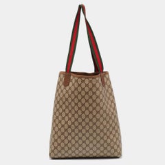 Gucci Brown/Beige GG Supreme Canvas Web Tote