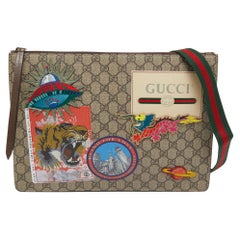 Gucci Brown/Beige GG Supreme Courrier Pouch Shoulder Bag