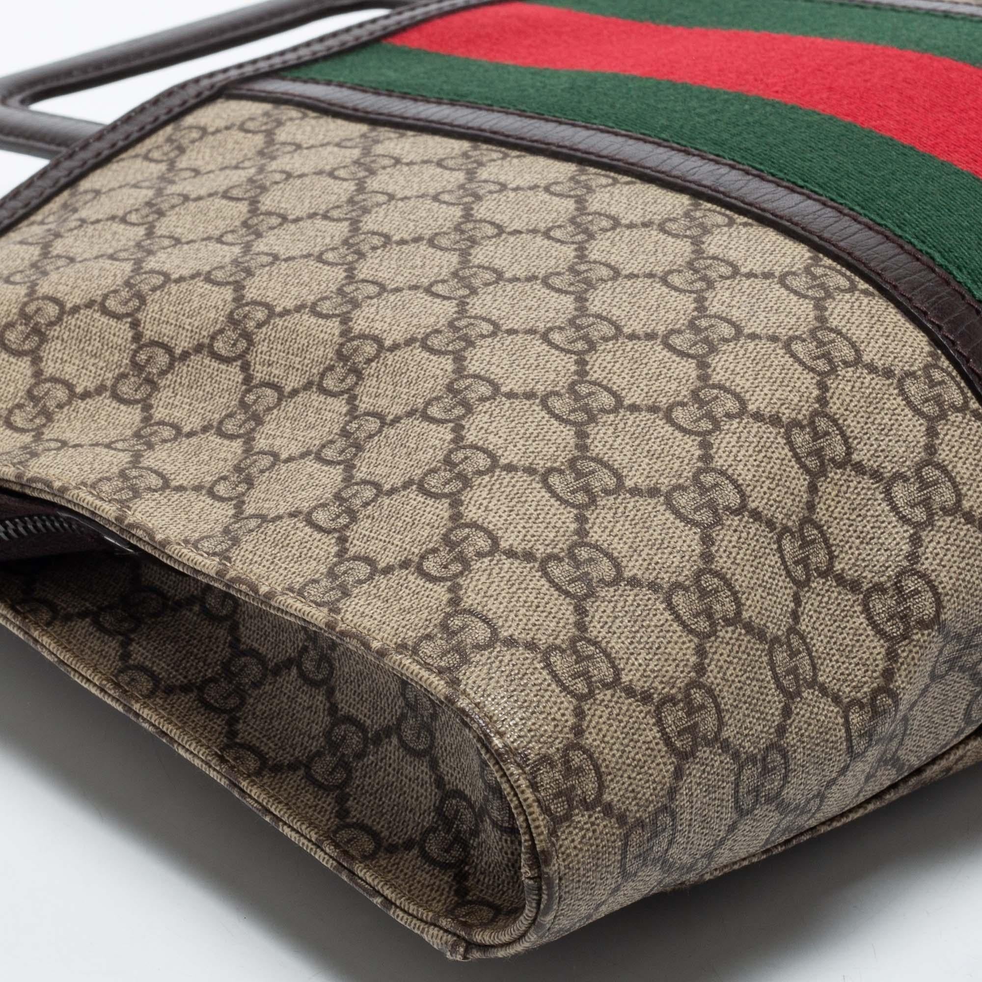 Gucci - Sac porte-documents « Supremes » en toile et cuir marron/beige avec logo GG 2