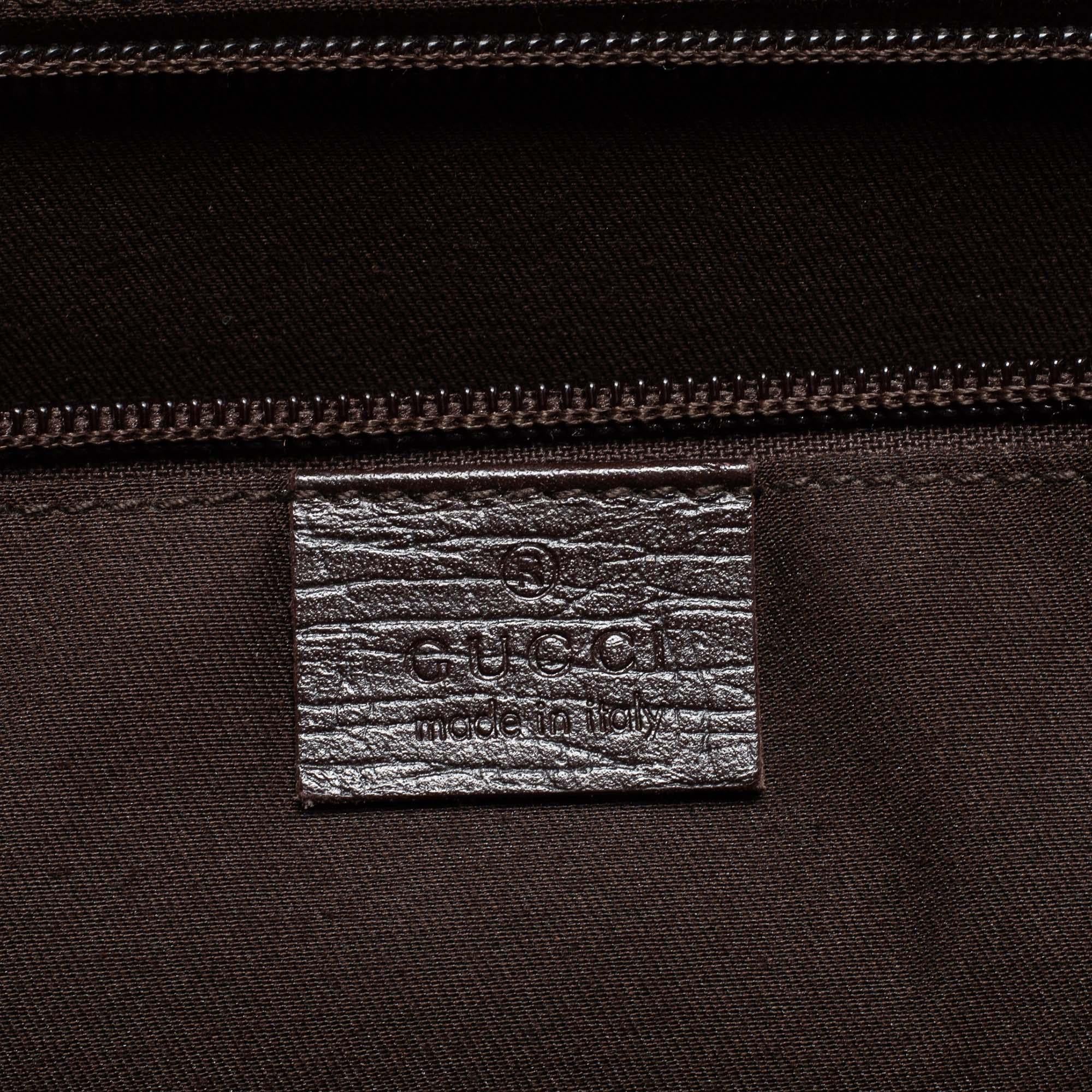 Gucci - Sac porte-documents « Supremes » en toile et cuir marron/beige avec logo GG 4