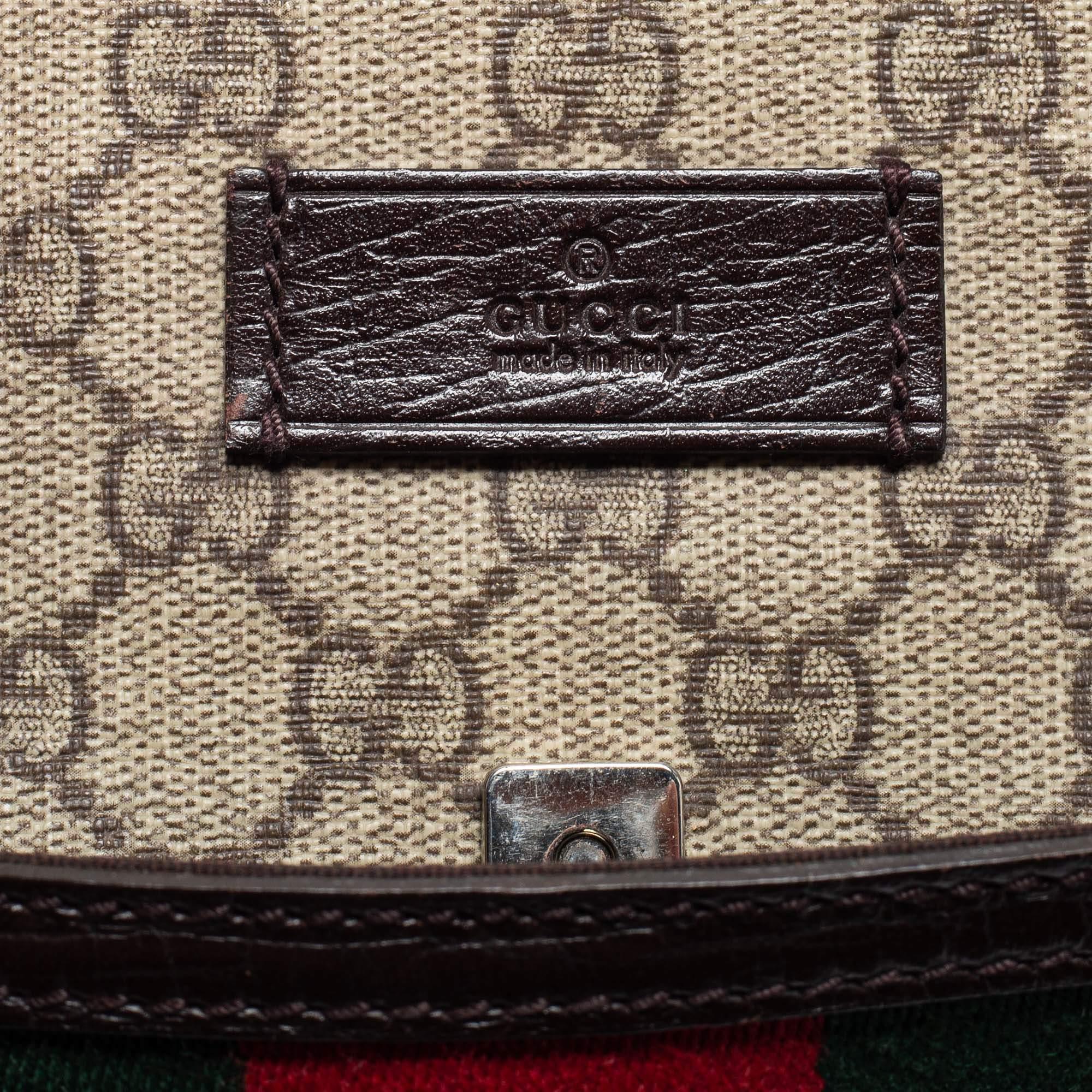 Gucci - Sac porte-documents « Supremes » en toile et cuir marron/beige avec logo GG 5