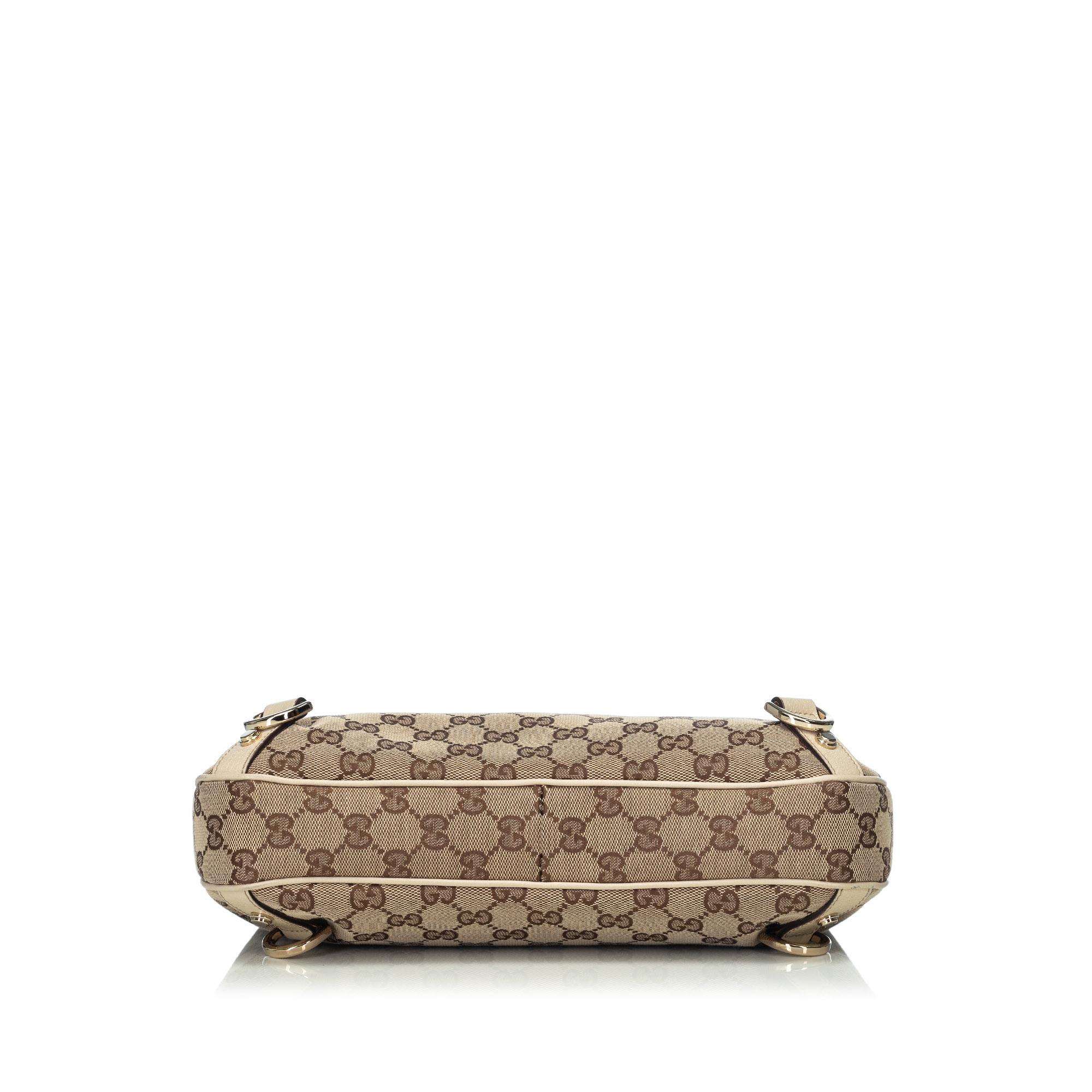 Women's Gucci Brown Beige Jacquard Fabric GG Abbey Hobo Bag Italy w/ Dust Bag