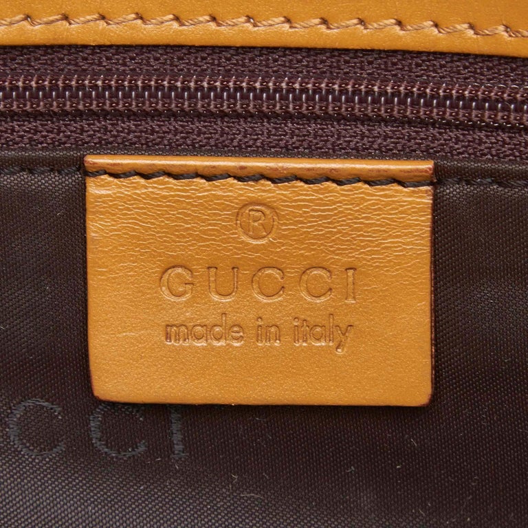 Gucci Brown Beige Jacquard Fabric GG Jackie Handbag Italy w/ Dust Bag ...