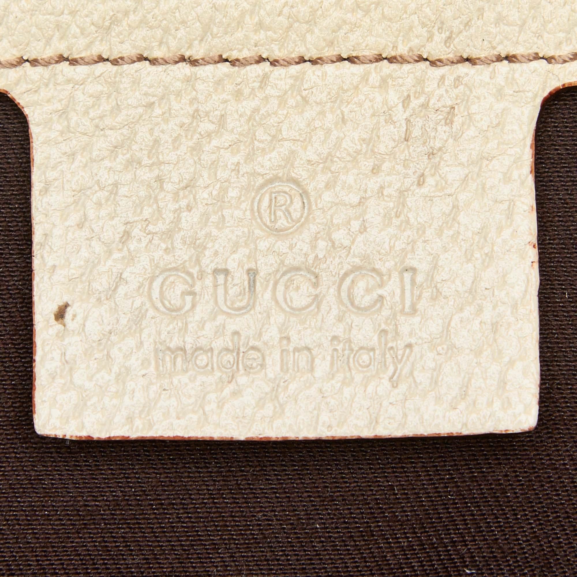 Gucci Brown Beige Jacquard Fabric Large GG Web Treasure Handbag Italy For Sale 2