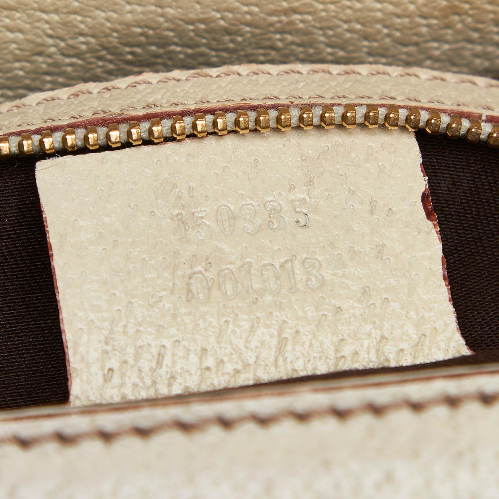 Gucci Brown Beige Jacquard Fabric Large GG Web Treasure Handbag Italy For Sale 3