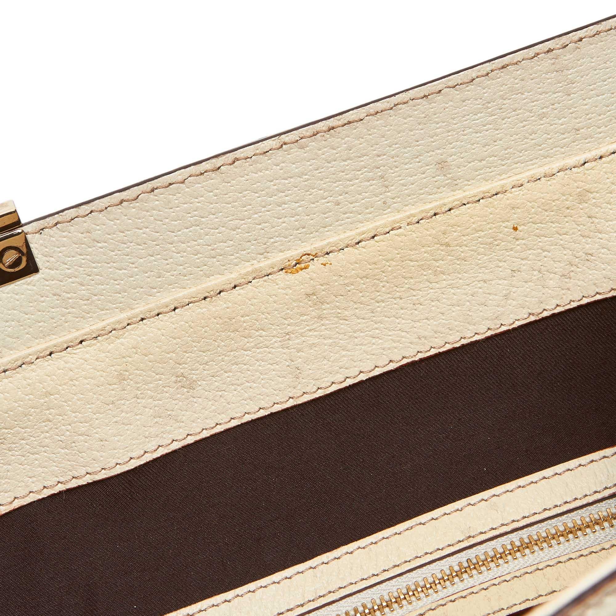 Gucci Brown Beige Jacquard Fabric Large GG Web Treasure Handbag Italy For Sale 5