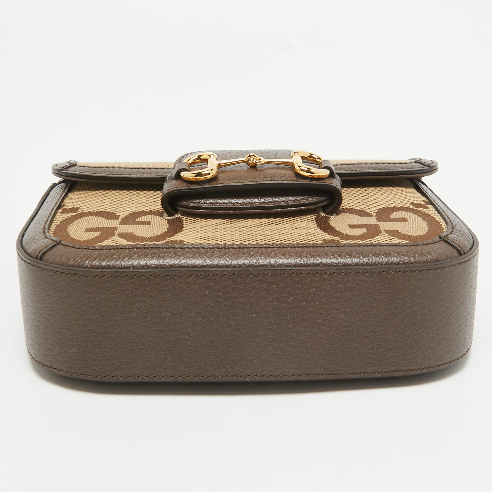 Gucci Brown/Beige GG Canvas Mini Horsebit 1955 Shoulder Bag 2