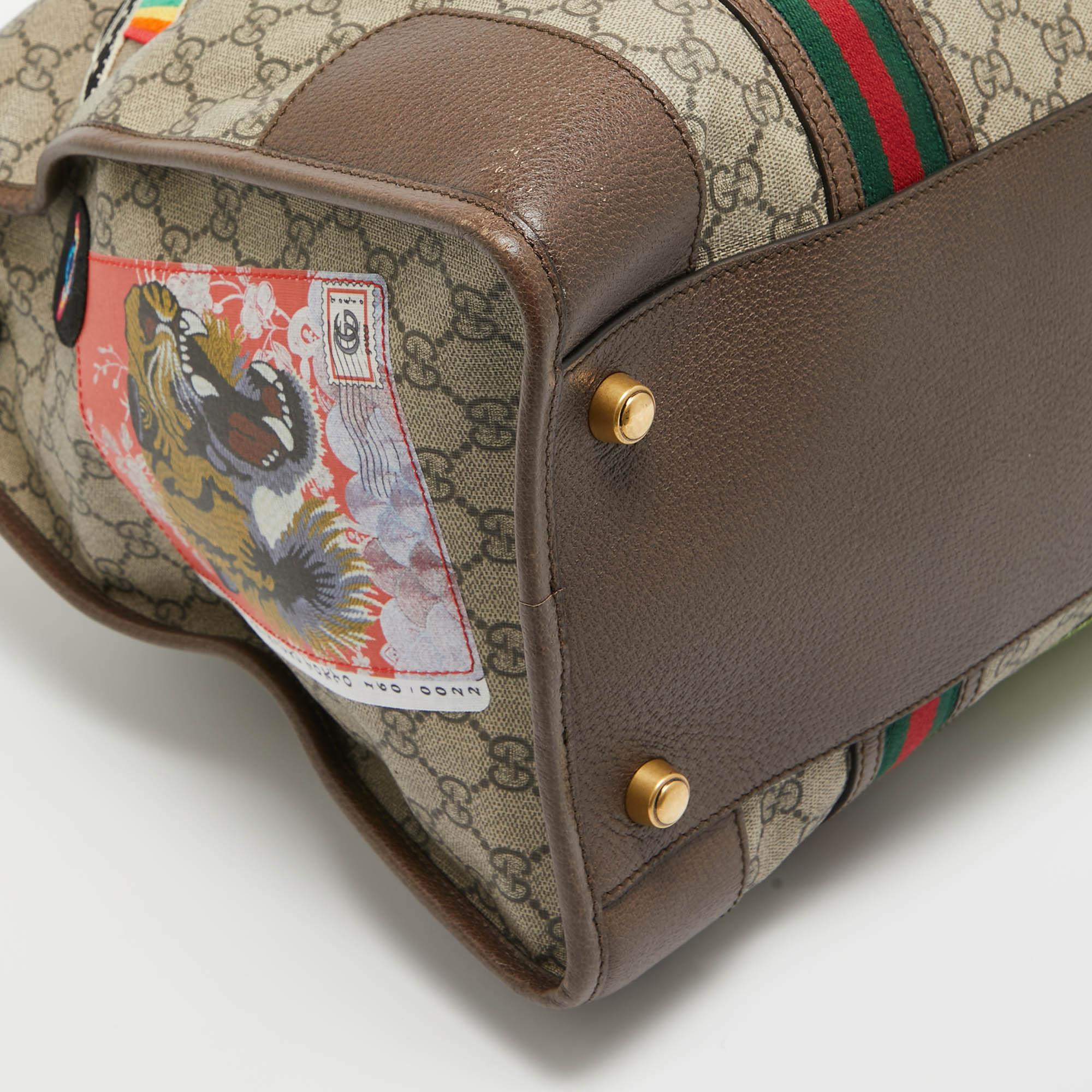 Men's Gucci Brown/Beige Soft GG Supreme Canvas Courrier Duffle Bag