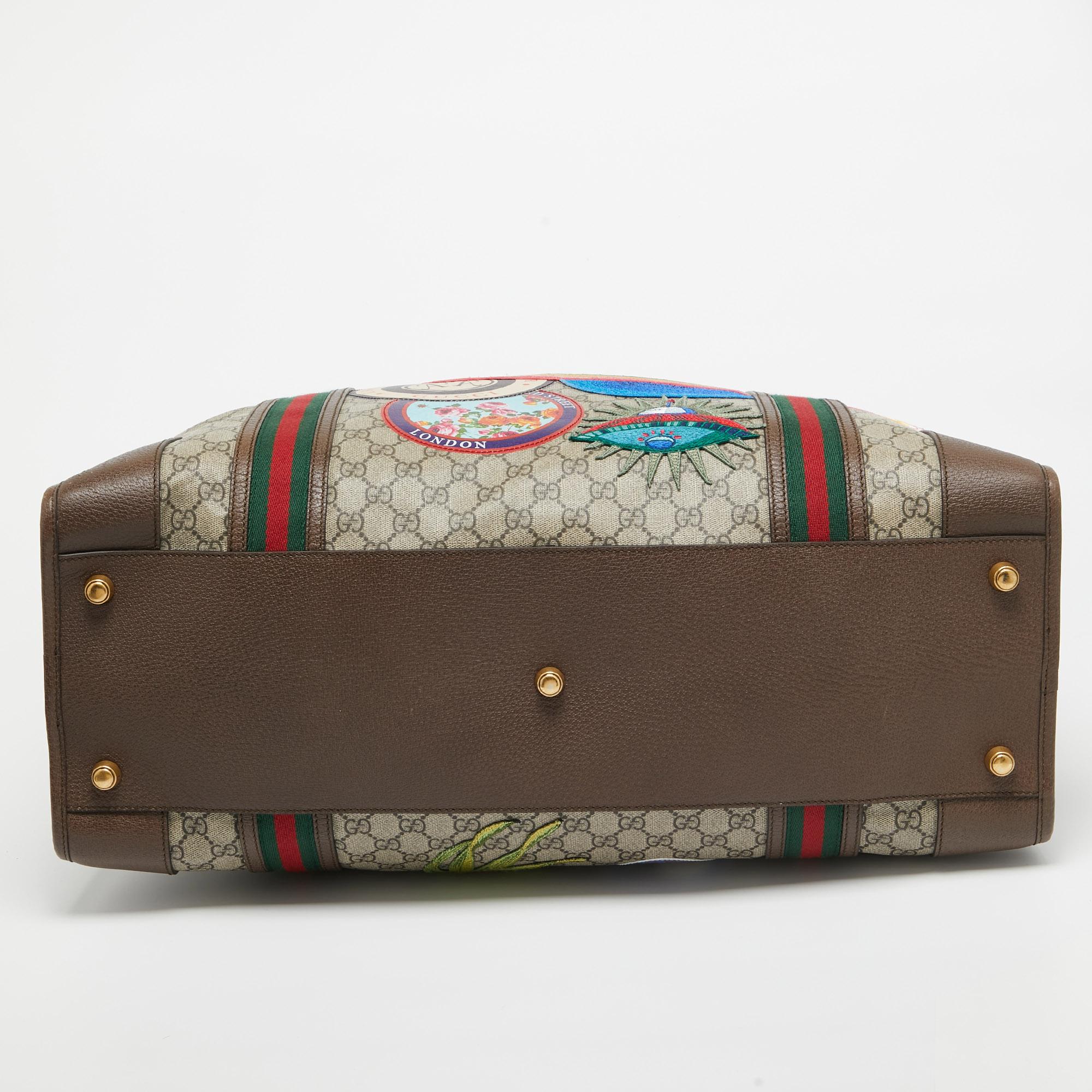 Gucci Brown/Beige Soft GG Supreme Canvas Courrier Duffle Bag 4