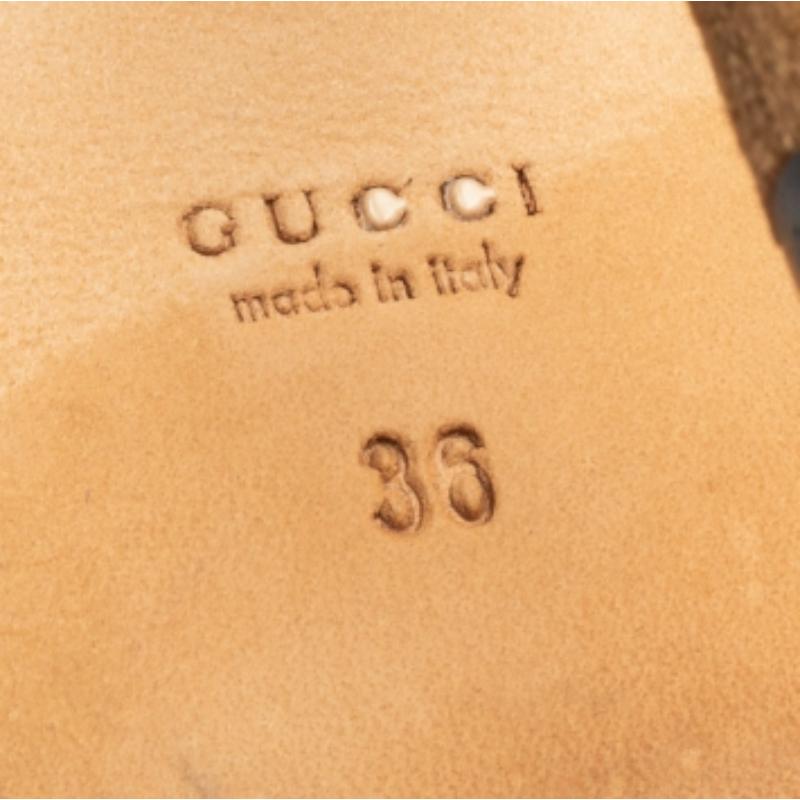 Gucci Brown/Beige Woven Leather Kyligh Slingback Platform Sandals Size 36 For Sale 2
