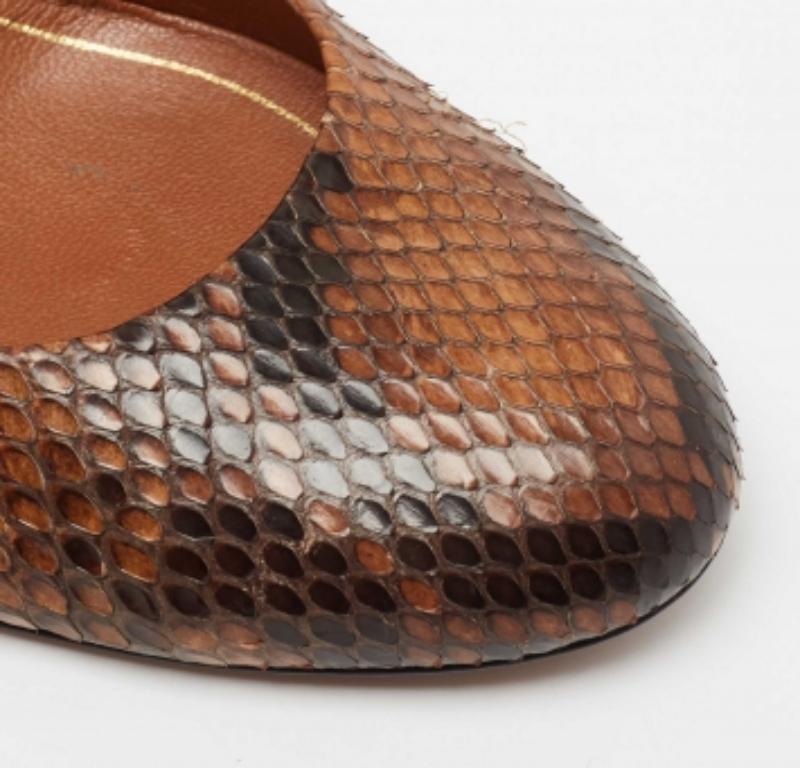 Gucci Brown/Black Python Leather Studded Heel Pumps Size 40 For Sale 3