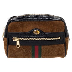 Gucci Gürteltasche aus braunem/schwarzem Wildleder und Lackleder mit GG Ophidia