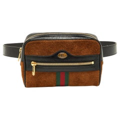 Gucci Brown/Black Suede and Patent Leather Ophidia Belt Bag