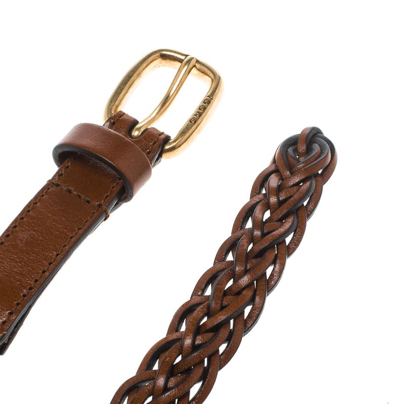 skinny brown braided belt