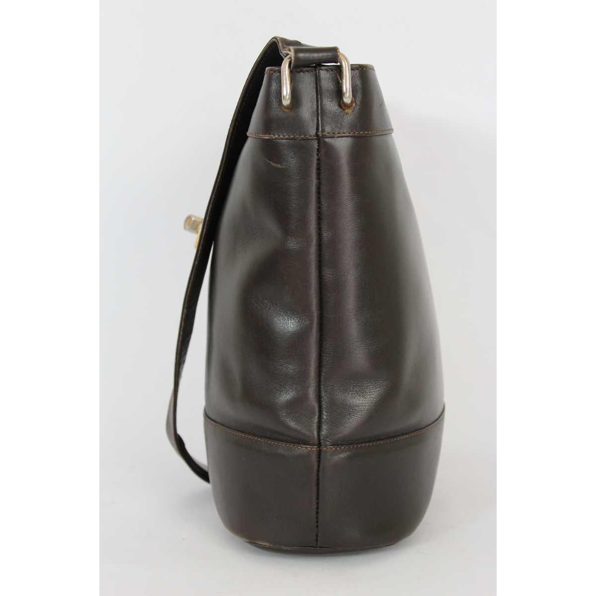 Women's Gucci Brown Leather Golden Insert Bucket Bag 1980s