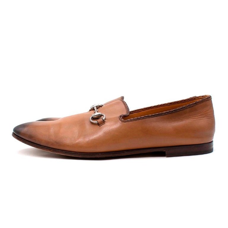 Gucci Brown Burnished-Leather Silver-Tone Horsebit Loafers For Sale at  1stDibs