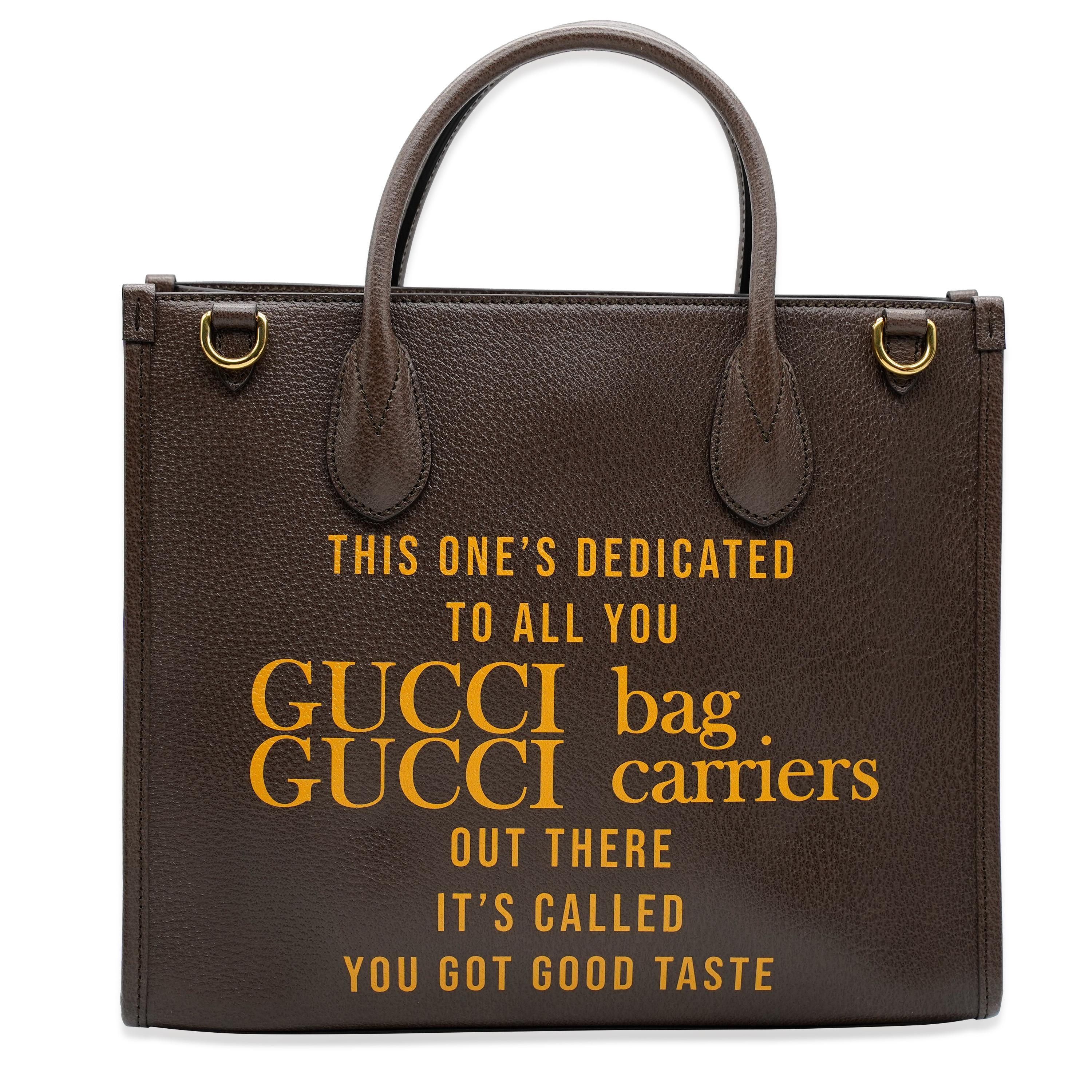 Gucci Brown Calfskin Gucci 100 Tote In Excellent Condition For Sale In New York, NY