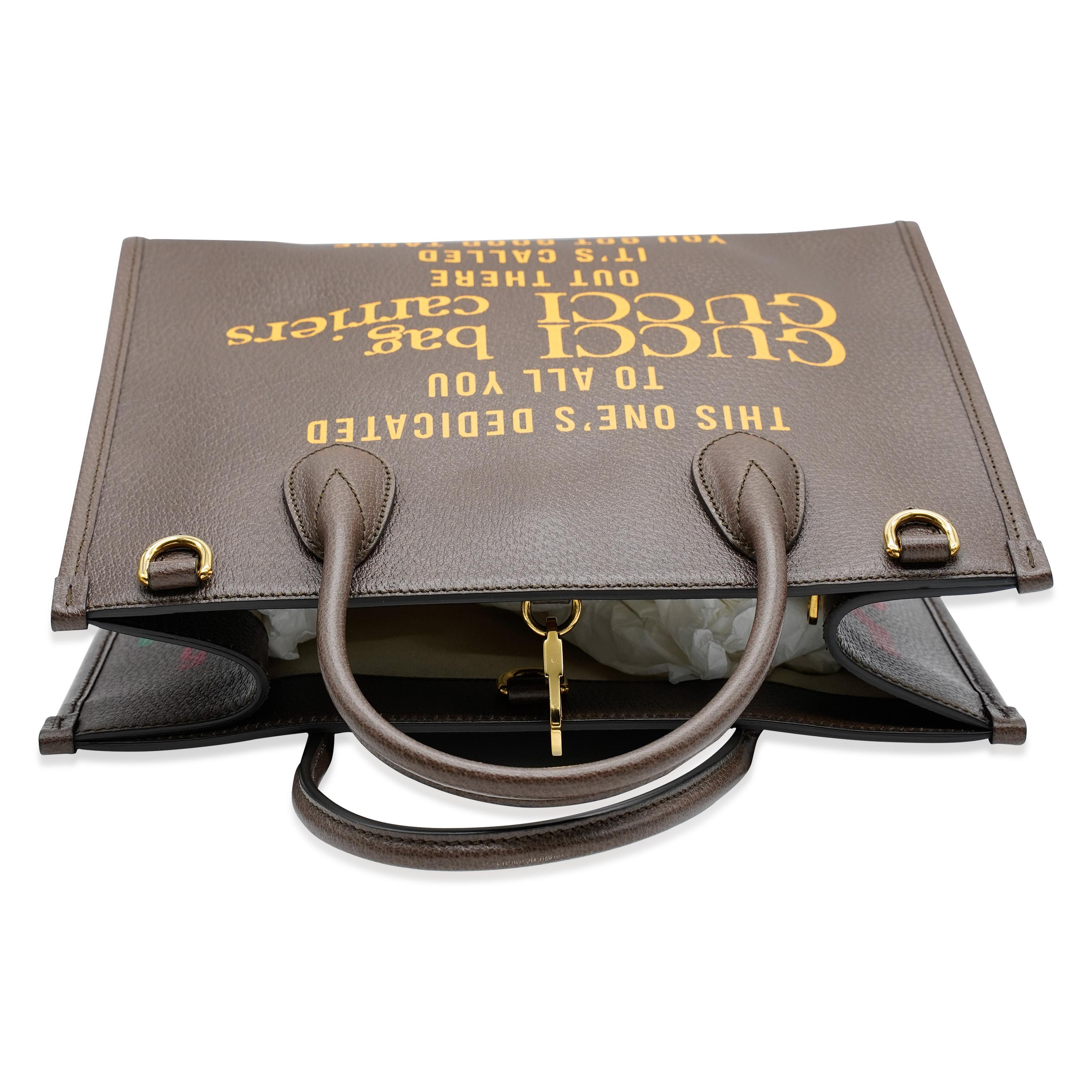 Gucci Brown Calfskin Gucci 100 Tote For Sale 2