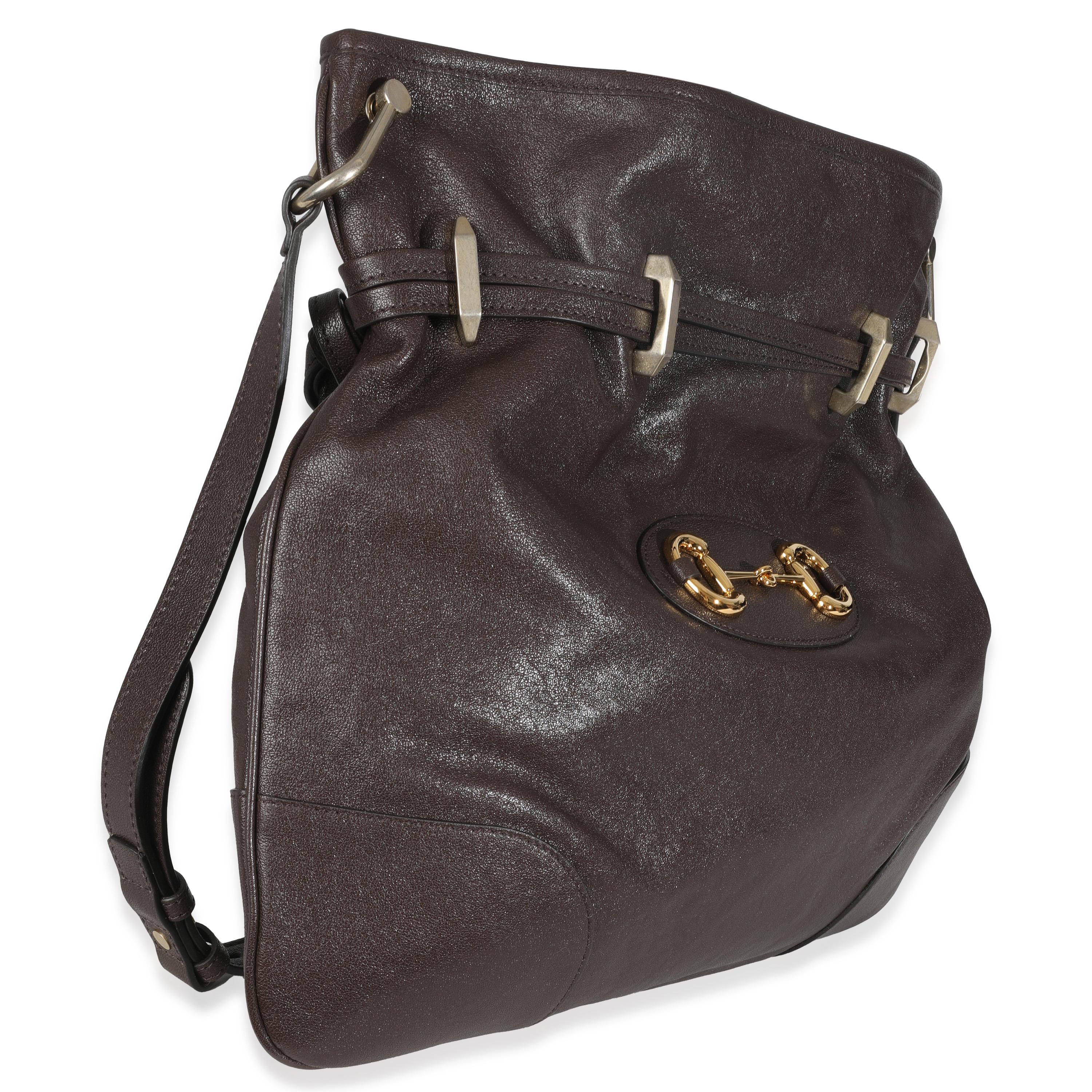 Black Gucci Brown Calfskin Leather 1955 Horsebit Cinch For Sale
