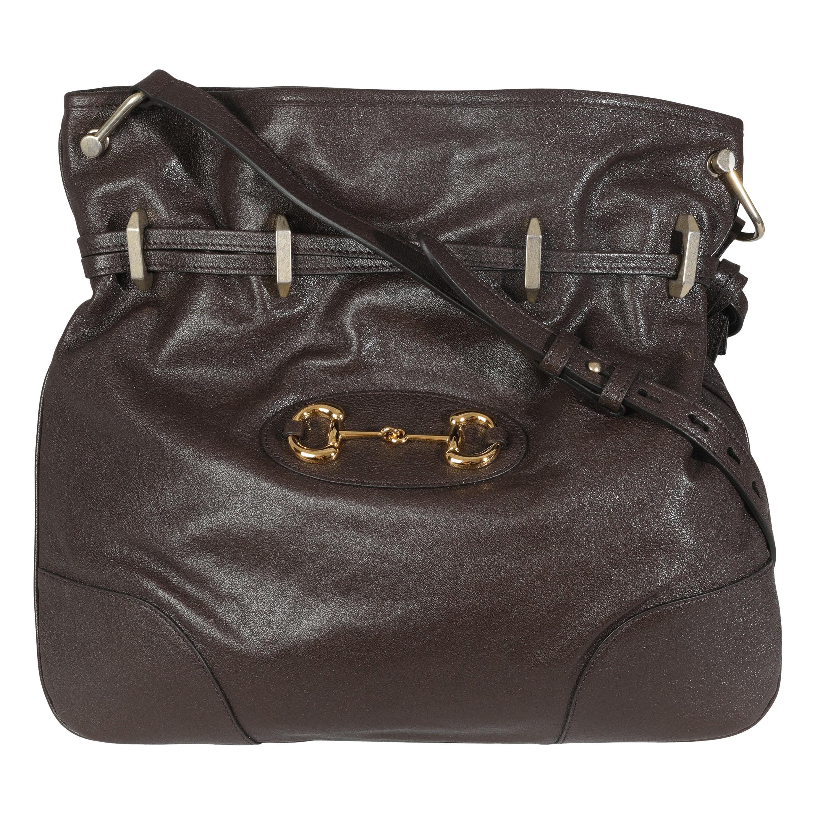 Gucci, pelle di vitello marrone con morsetto 1955