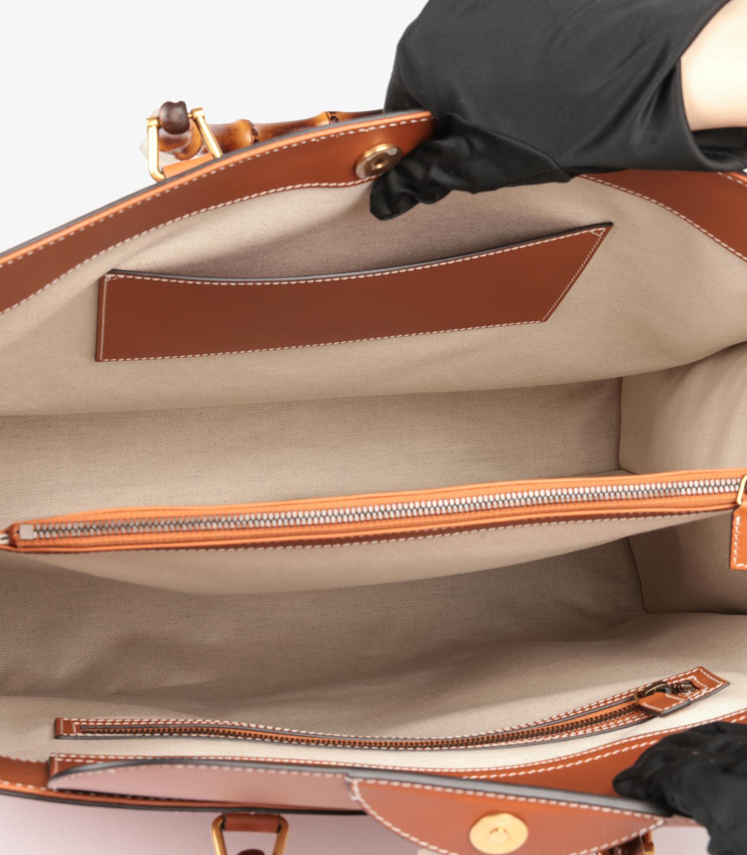 Gucci Brown Calfskin Leather Maxi Diana 2