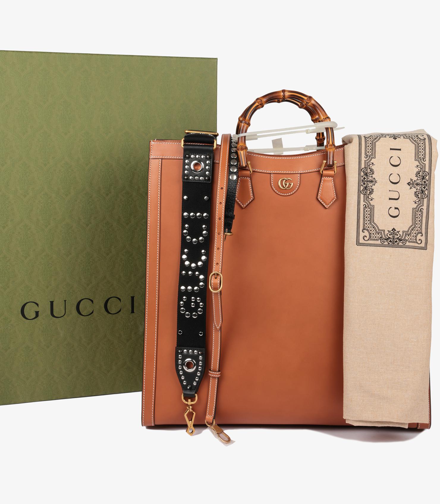 Gucci Brown Calfskin Leather Maxi Diana For Sale 5
