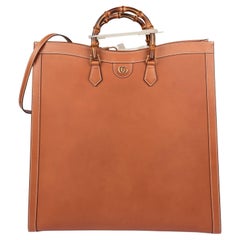Gucci Brown Calfskin Leather Maxi Diana