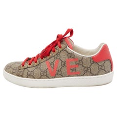 Gucci Brown Canvas and Leather Ace Sneakers Size 35