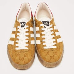 Gucci Brown Canvas and Leather Gazelle Low Top Sneakers Size 41.5