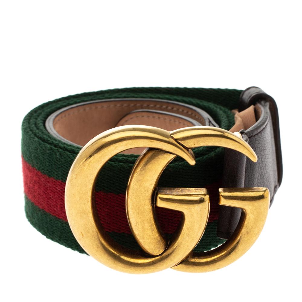 The Marmont range of designs by Gucci has gained such wide popularity around the world. It's time you update your wardrobe with a piece from that range. This belt, for example, is simply stylish. It comes made from Web canvas and leather, and