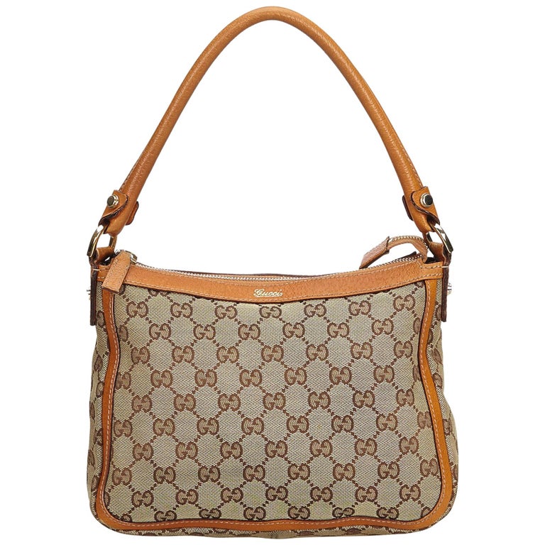 Gucci Brown Canvas Fabric GG Shoulder Bag Italy at 1stdibs
