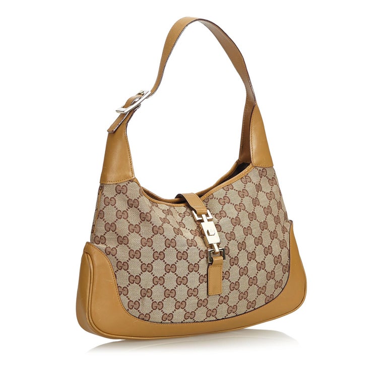 Gucci Brown Canvas Fabric Guccissima Jackie Shoulder Bag Italy For Sale ...