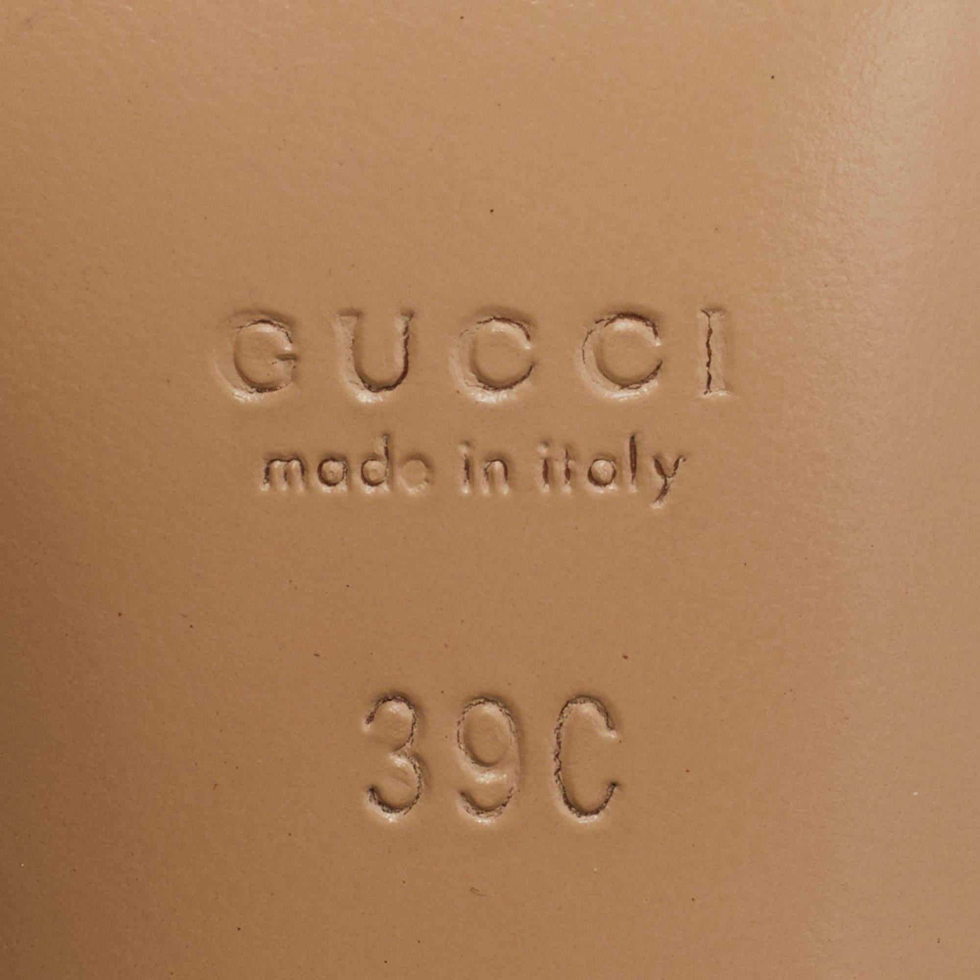 Gucci Brown Canvas Guccissima Bamboo Horsebit Sandals Size 39 3