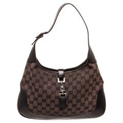 Gucci Brown Canvas Jackie Umhängetasche aus MATERIAL Canvas mit goldfarbener Hardware