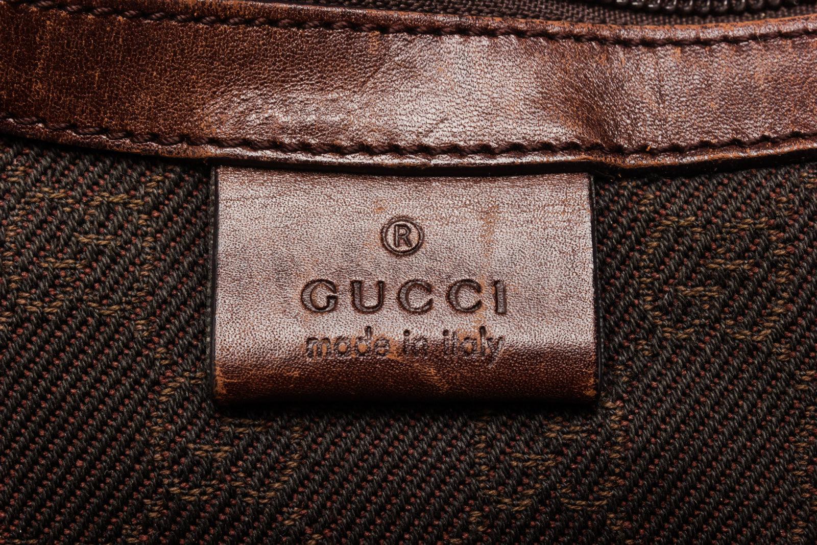 Gucci Brown Canvas Leather Shoulder Bag with material canvas leather In Good Condition In Irvine, CA
