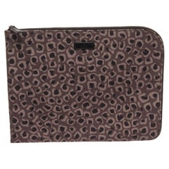 Gucci Brown Canvas Printed Document Clutch Bag