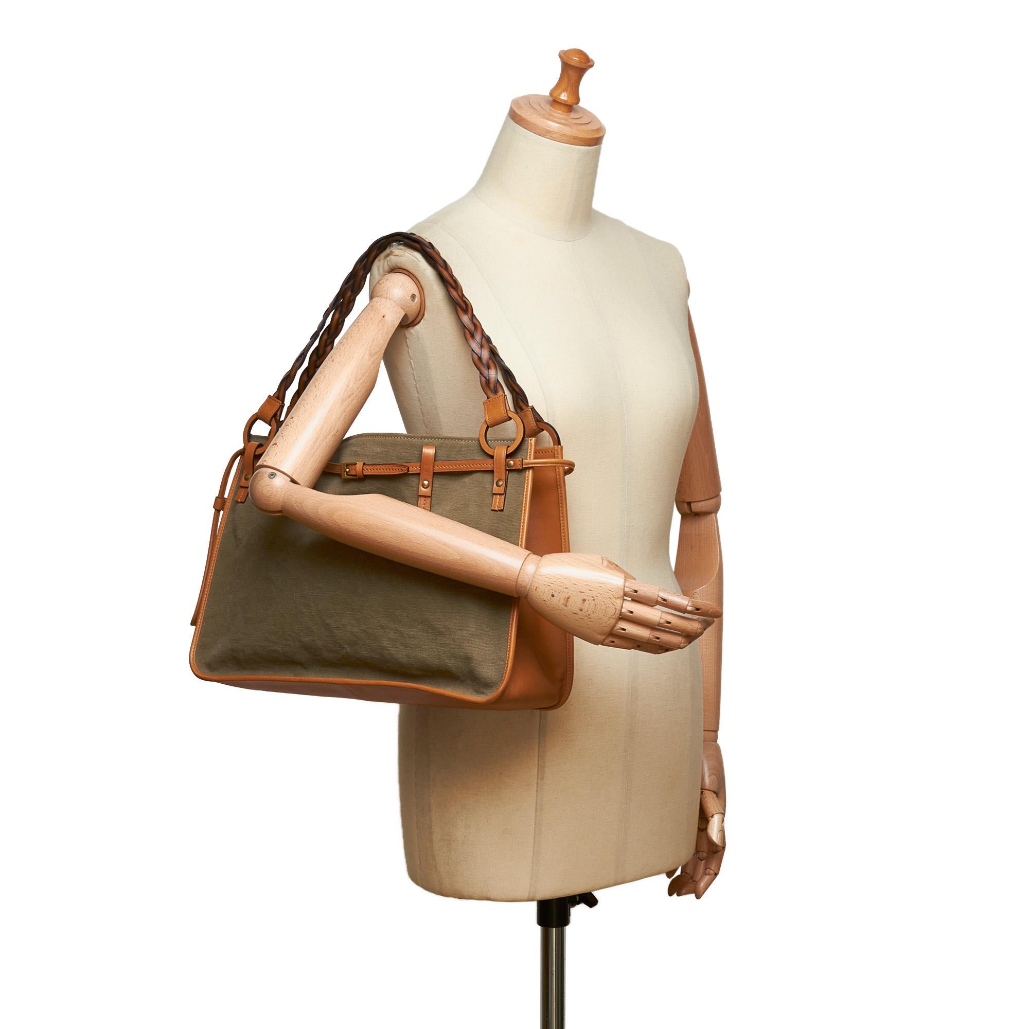 Gucci Brown Canvas Tote Bag For Sale 5