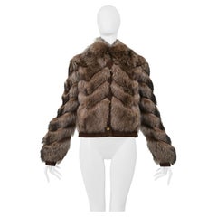 Gucci Brown Chevron Fur Coat 2008