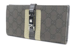 Gucci Brown Clutch Web Long Bifold Monogram Gg Piston 30gk0116 Wallet