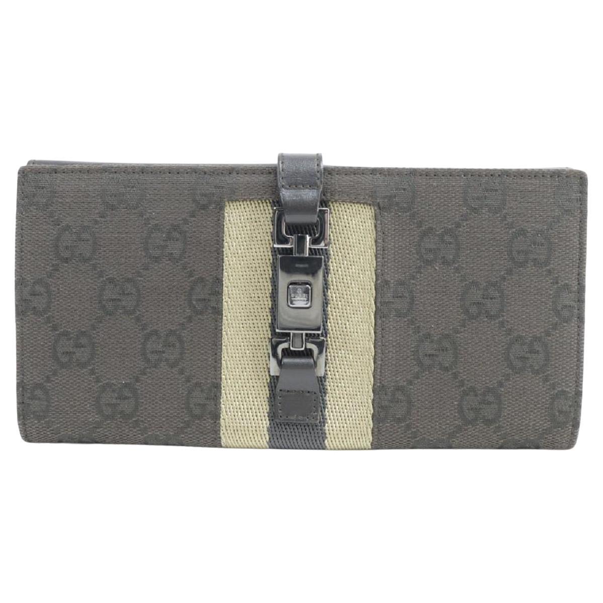 Gucci Brown Clutch Web Long Bifold Monogram Gg Piston 30gk0116 Wallet