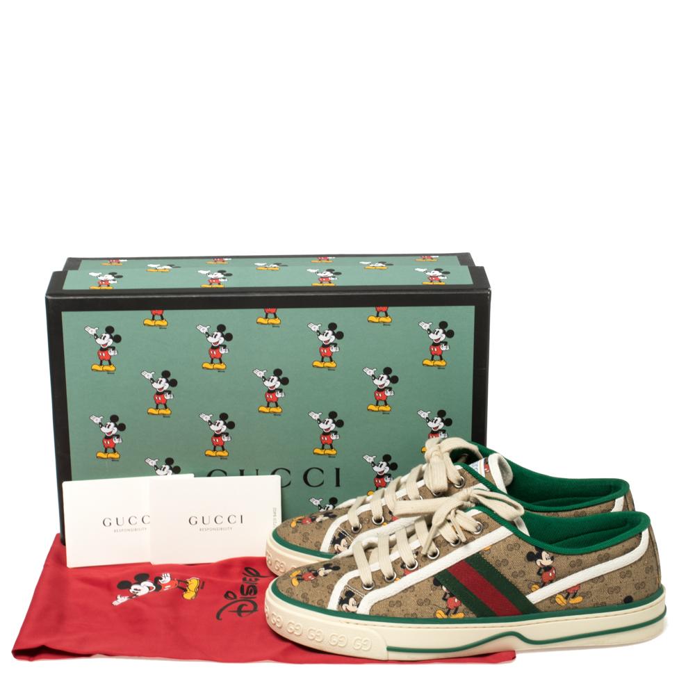 Women's Gucci Brown Coated Canvas Disney Edition Low Top Sneakers Size 38