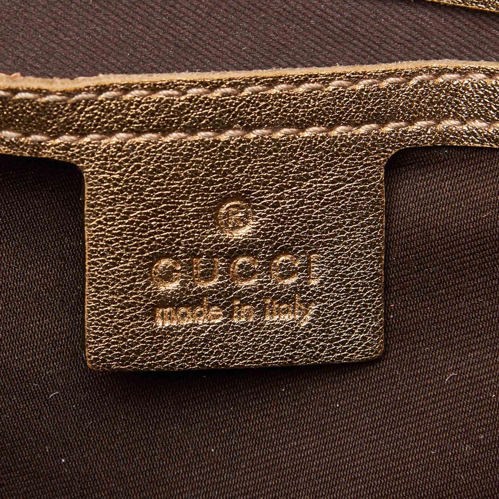 Gucci Brown Coated Canvas Fabric GG Crystal Joy Tote Bag Italy For Sale 1