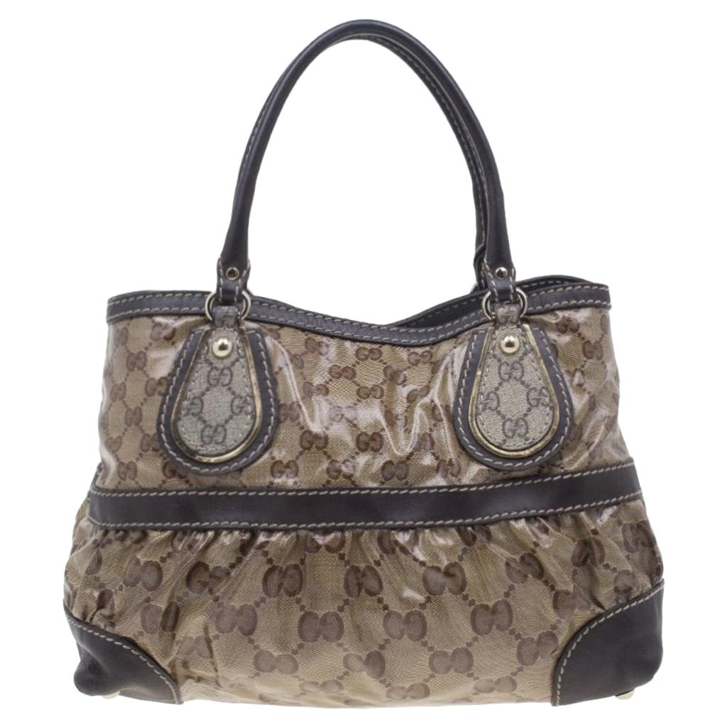 Gucci Brown Coated Canvas Monogram Crytal Mix Tote