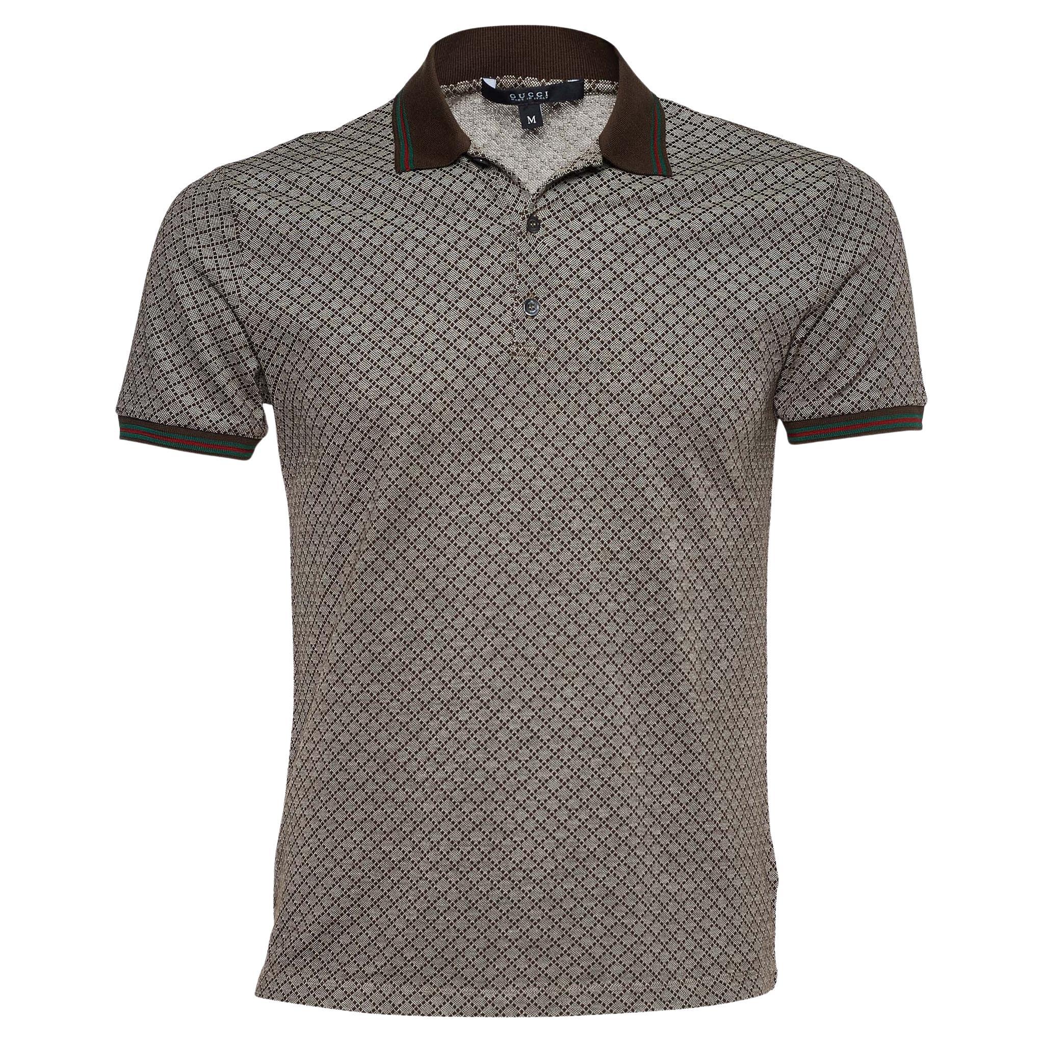 fiktion unse Banke Gucci Brown Cotton Pique Polo T-Shirt M at 1stDibs | brown gucci polo, gucci  golf t shirt