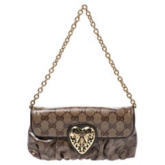 Gucci Brown Crystal Canvas Hysteria Evening Clutch Bag