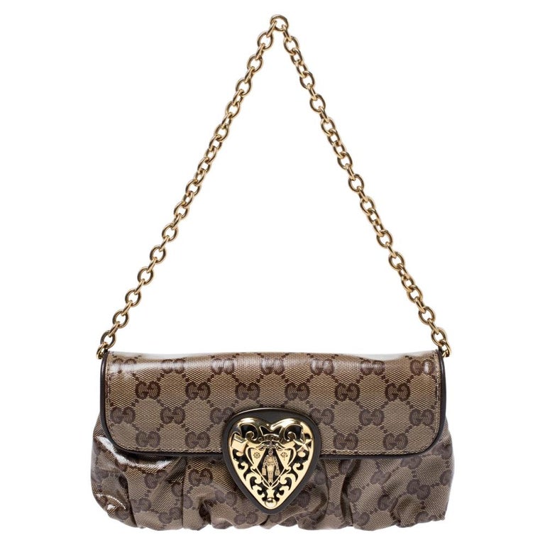 Gucci Brown Crystal Canvas Hysteria Evening Clutch Bag at 1stDibs