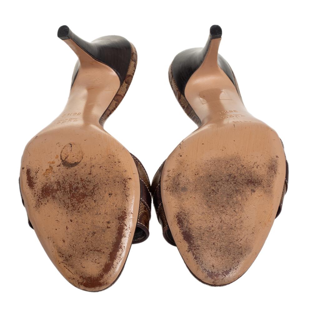 Gucci Sandali Slip On in Tela con Cristallo Marrone Taglia 38.5 2