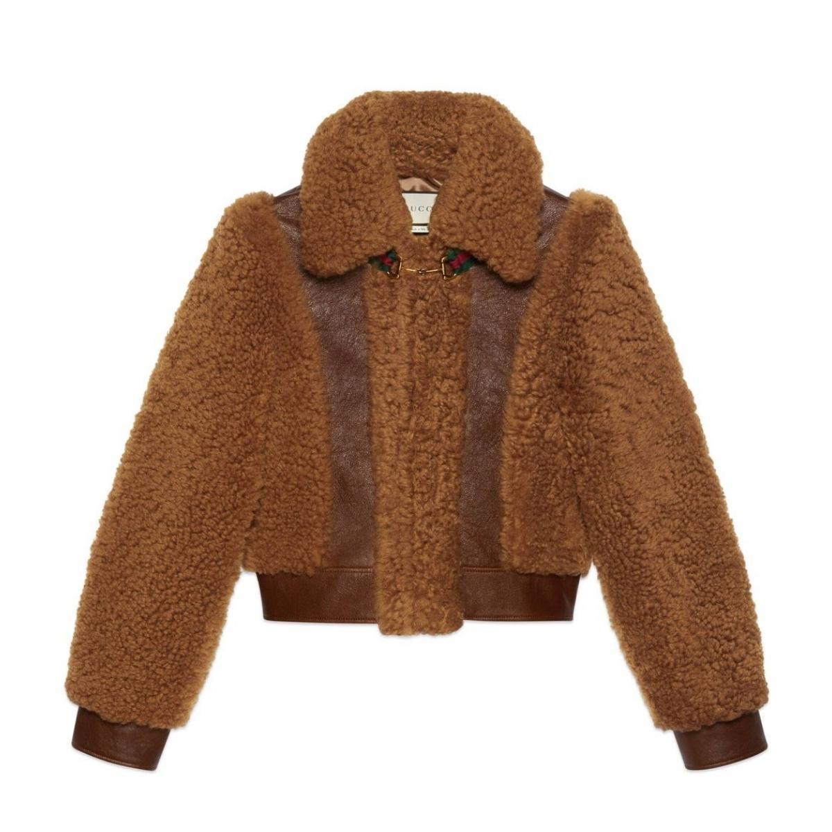 Gucci Brown Curly Shearling Jacket size IT42 For Sale 1